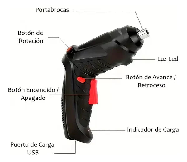 Juego de Destornillador Eléctrico Inalambrico de 47 piezas